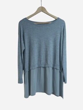 💯 Cashmere Light Gray Long-Sleeve Pullover Top